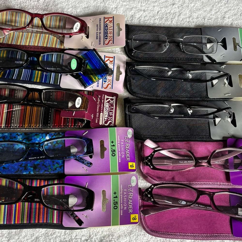 10pcs Assorted Reading Glasses with Protective Case #014